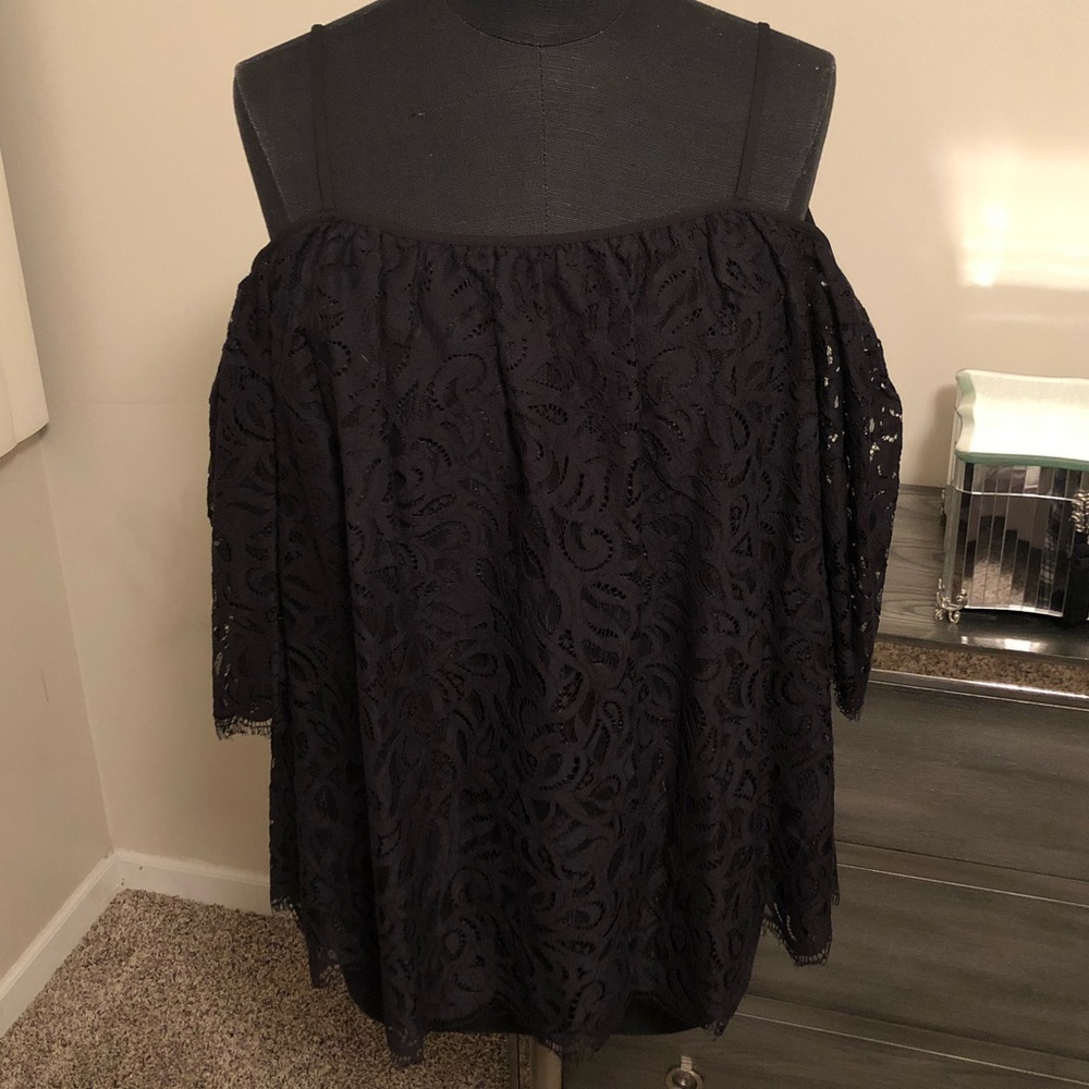 Vince Camuto Black Lace Off-Shoulder Blouse